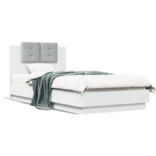  Okvir za krevet s uzglavljem bijeli 75x190 cm konstruirano drvo