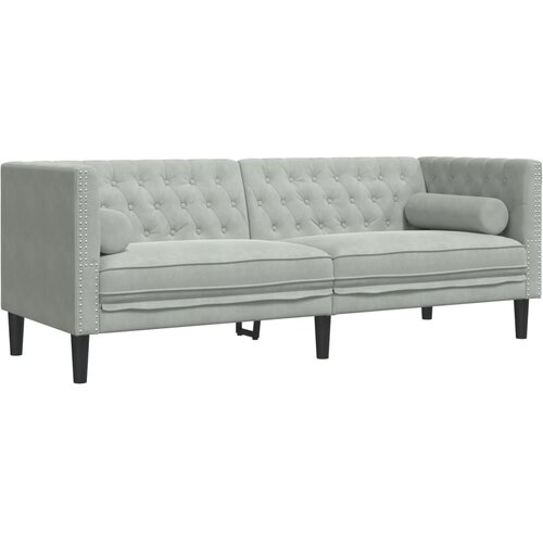  3-dijelni set sofa Chesterfield svjetlosivi bar&amp;scaron;unasti Slike