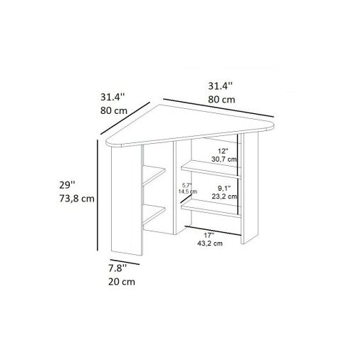 Hanah home Kuhinjski sto Corner Sapphire Oak White Slike
