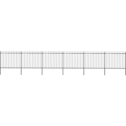 vidaXL Vrtna ograja s koničastimi vrhovi jeklo 10,2x1,5 m črna