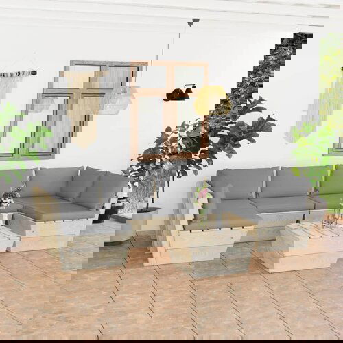  Garnitura iz palet 7-delna z blazinami smrekovina Cene