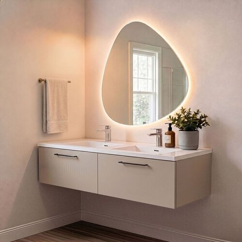 Skye_Decor Set kupatilskog ormarića sa umivaonikom i ogledalom, 2 dela, Bež Slike
