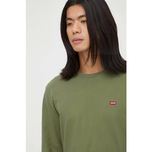 Levi's Bombažna majica z dolgimi rokavi zelena barva