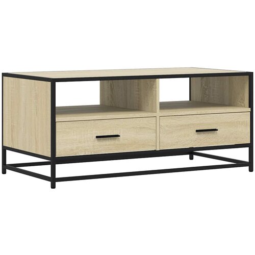 Maison Chic Klubska mizica - kavna mizica - Nizka mizica sonoma hrast 100x50x45 cm inženir. les in kovina, (21753141) Slike