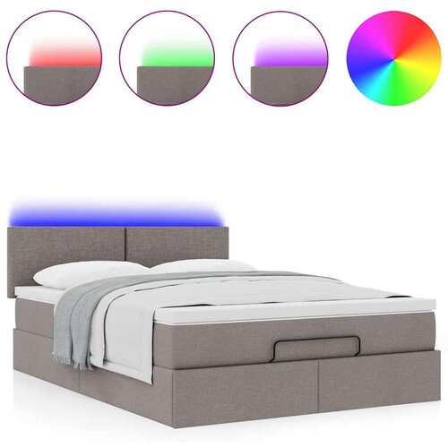 VidaXL Otomanski krevet s madracem smeđesivi 140x200 cm tkanine Slike