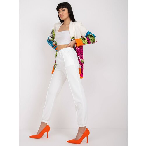 Fashion Hunters White fabric trousers with no fastening Cene