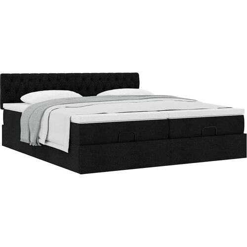 VidaXL Otomanski okvir kreveta s madracima crni 180x200cm od tkanine Slike
