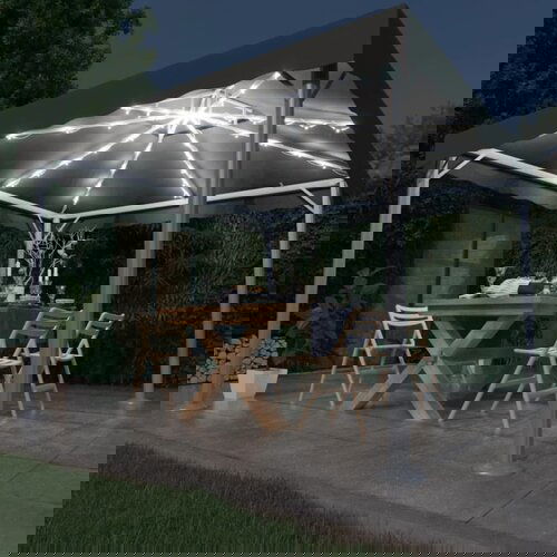 vidaXL paviljon z led lučkami 300x300 cm antraciten aluminij Cene