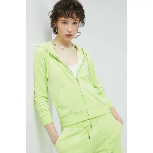 Juicy Couture Dukserica za žene, boja: zelena, s kapuljačom, glatka