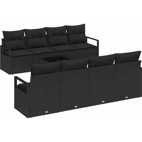  Set sofe 7 kom. 6-Broj sjedala Crna poliratan 230 x 62 x 85 cm Slike