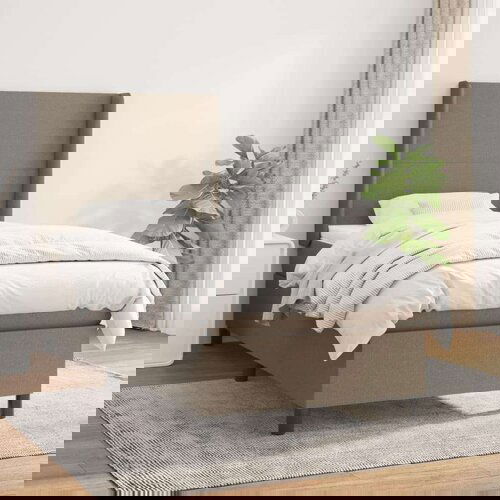  Box spring postelja z vzmetnico taupe 90x190 cm blago, (20791689) Cene