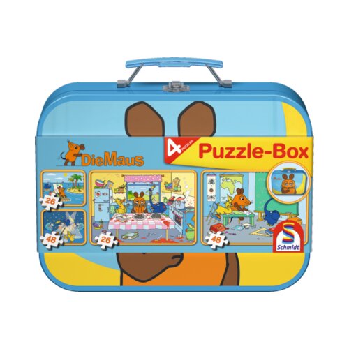  Mi&amp;scaron;ka - puzzle v kovinski &amp;scaron;katli, 48 delov Slike