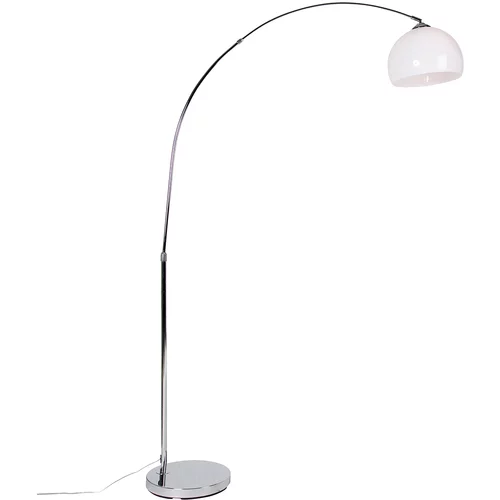QAZQA Moderna obločna svetilka kromirana z belim senčnikom - Arc Basic