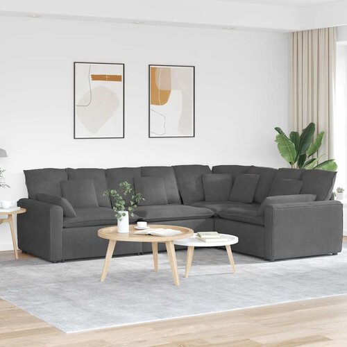  Modularna sofa s jastucima, korduro tkanina, tamno siva Cijene