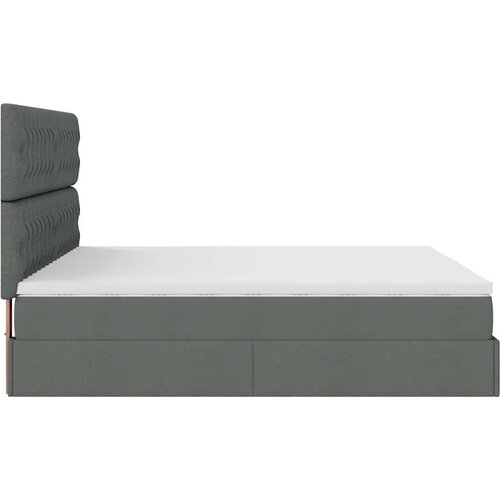 VidaXL Otomanski krevet s madracem i LED tamnosivi 160x200cm tkanine Slike