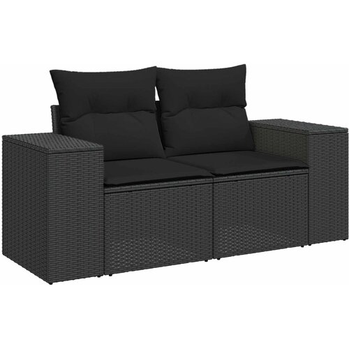  Set sofe 7 kom. Crna 55 x 55 x 69 cm Poli Rattan i čelik 255 x 255 x 85 cm Slike