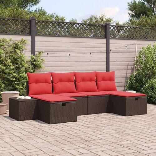  Vrtna sedežna garnitura z blazino 6 pcs Rjava poli ratan, (5000085122) Cene