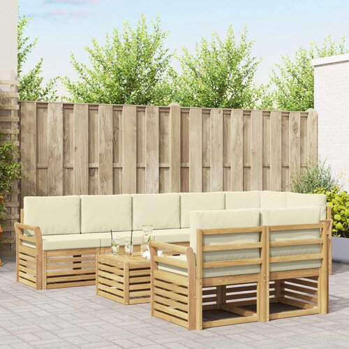  Set vanjskih sofa 9 kom. Bijela i krem Poliester 59 x 59 x 37 cm Slike