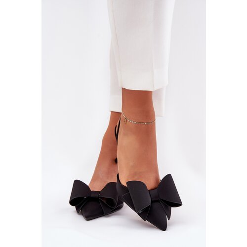 Boto High Heels With Open Heels And Bow Black Eklevia Cijene