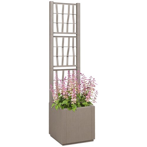 VidaXL Vrtni saksija Sivi PP (polipropilen) 36 x 36 x 140 cm Slike