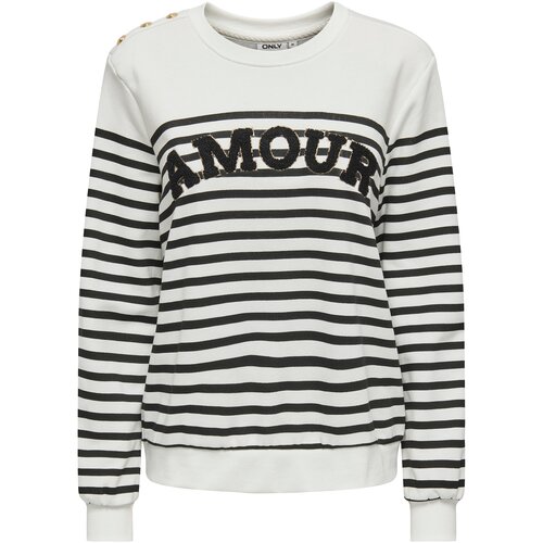Only Sweater majica &amp;#039;ONLALLIE&amp;#039; crna / bijela Slike