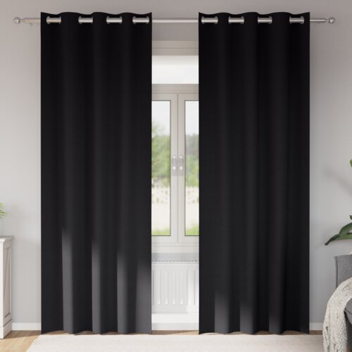 vidaXL Zavese z zavesami 2 pcs Črna 225 x 140 cm Poliester Cene