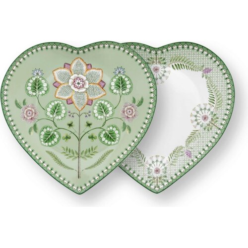 Pip Studio Lily&Lotus - krožnik v obliki srca 21,5 cm - svetlo zelena Cene