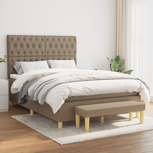 VidaXL Box spring postelja z vzmetnico taupe 140x200 cm blago Slike