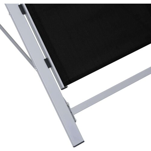  Ležalnik 2 kosa z mizico aluminij črne barve Slike