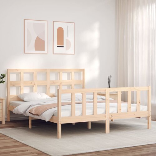 vidaXL Okvir kreveta s uzglavljem 160 x 200 cm od masivnog drva Cijene