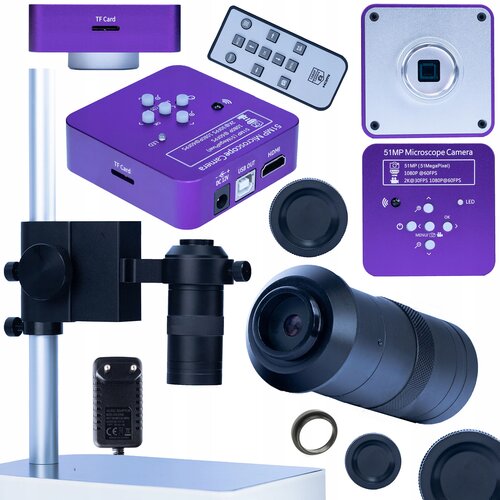 Rosfix SET MIKROSKOPSKA KAMERA KMPPP-HDMI-USB 51MP &ndash; 100X OBJEKTIV, PLATFORMA 50/40MM | FULLHD, 4K, C-MOUNT, ALUMINIJ, (5000068599) Cene