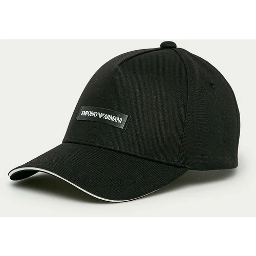 Emporio Armani Bombažna bejzbolska kapa črna barva