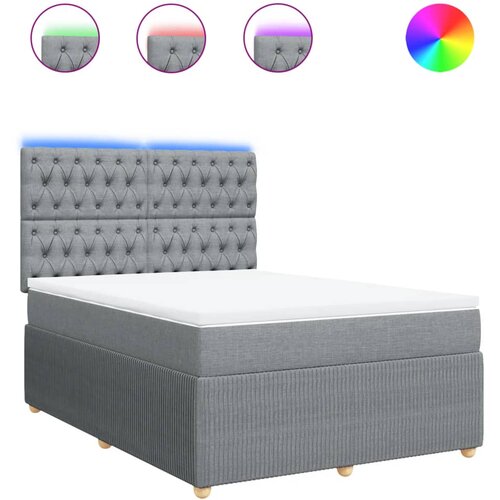Maison Chic Box spring posteljni - Vzmetna postelja z vzmetnico svetlo siv 140x190 cm blago SL4914, (21902859) Cene