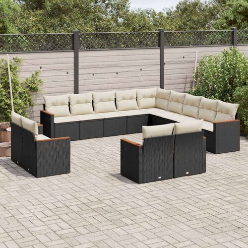  13-dijelni set vrtnih sofa s jastucima poliratan crni Slike