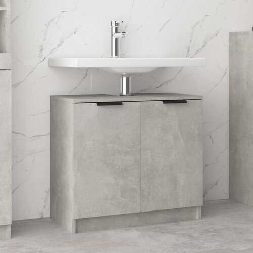 VidaXL Kopalni&amp;scaron;ka omarica betonsko siva 64,5x33,5x59 cm konstr. les Slike