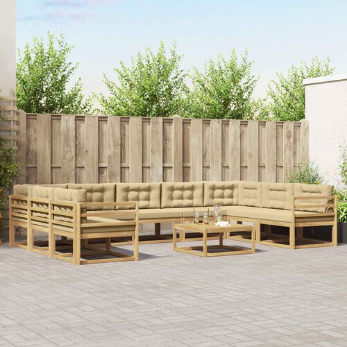  Set vanjskih sofa s jastukom 10 pcs Bijela i bež Cene