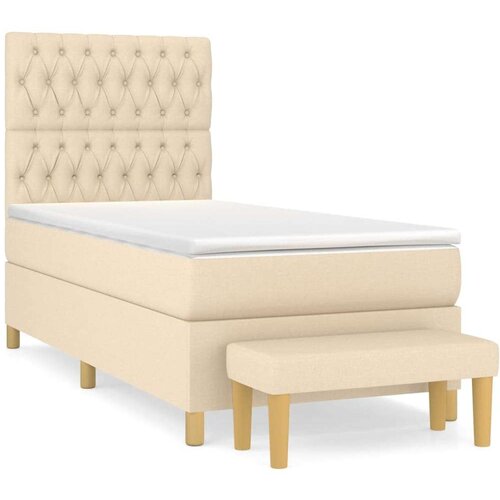 VidaXL Krevet s oprugama i madracem krem 90 x 190 cm od tkanine Slike