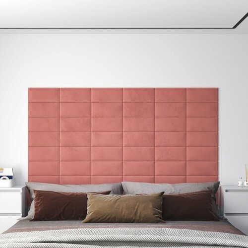 vidaXL Stenski paneli 12 kosov roza 30x15 cm žamet 0,54 m² Cene