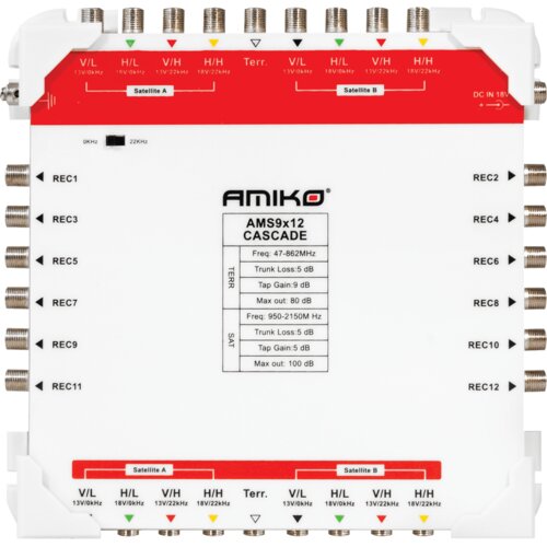 Amiko Multiswitch 9/12 z dodatnim napajanjem, kaskadni - AMS9X12 Cene