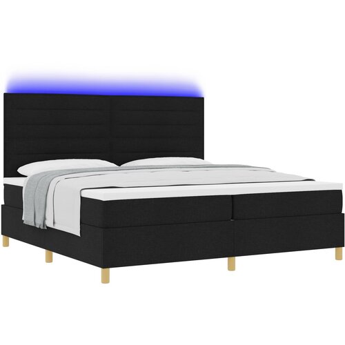 vidaXL Postelja z vzmetnico in LED Črna 200x200 cm Tkanina, (22067244) Cene