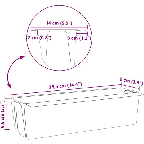  Kutije za cvijeće za Euro palete 24 pcs Crna 36 x 13,5 x 9,5 cm Slike