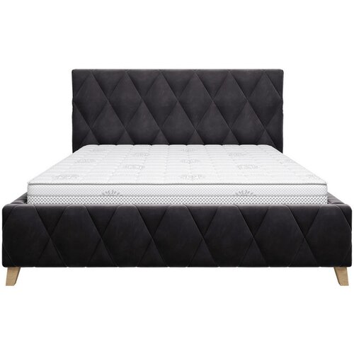 MID.YOU OBLAZINJENA POSTELJA 160 cm x 200 cm , les, kovina, tekstil, leseni material antracit Slike