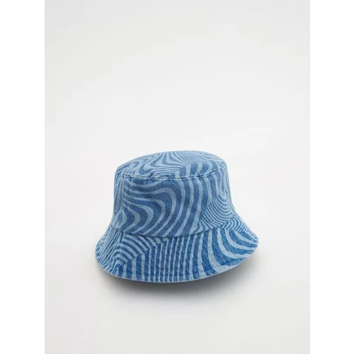 Reserved klobuk iz džinsa z vzorcem - modra