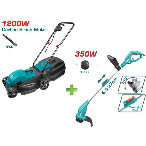Total Električna kosačica 1200W + Električni teleskopski trimer 350W Slike