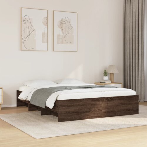 Furnova Posteljni okvir brez vzmetnice rjavi hrast 150x200 cm inž. les, (21935542) Slike