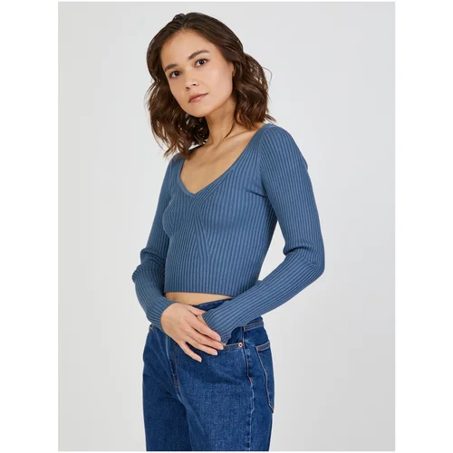 TALLY WEiJL Blue Women's Ribbed Crop Top - Women