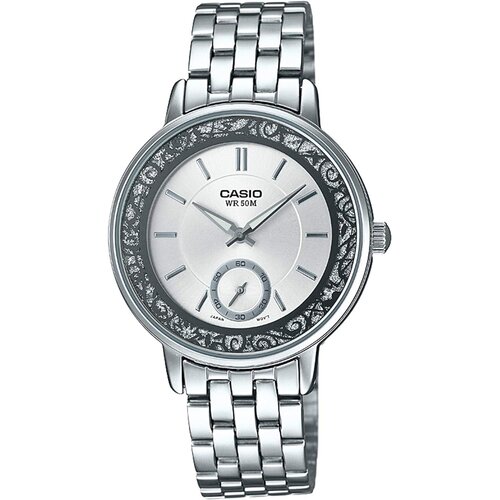 Casio Ženski ručni sat, Kvarcni mehanizam, Beli brojčanik, LTP-E408D-7AVDF, Srebrna boja Slike