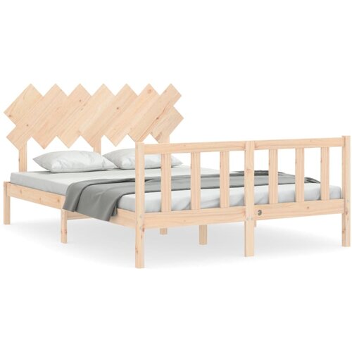 VidaXL Posteljni okvir z vzglavjem 140x200 cm trden les, (20739208) Slike