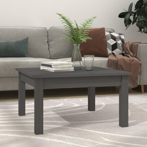 vidaXL Klubska mizica siva 55x55x30 cm trdna borovina Cene