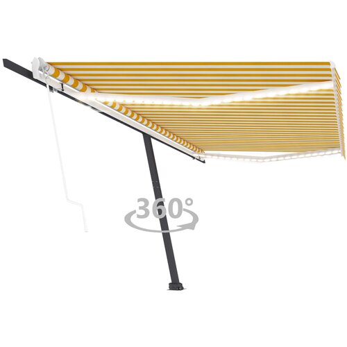 vidaXL Automatska tenda sa senzorom LED 500 x 350 cm žuto-bijela Cijene